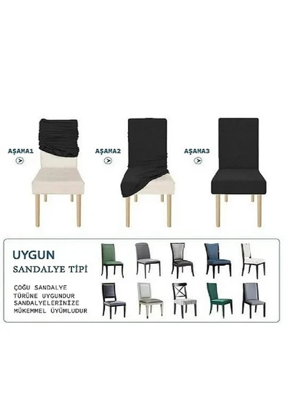 MANDAŞ Jakarli Sandalye Örtüsü Şal Desen (6 Adet)Kahve - 4