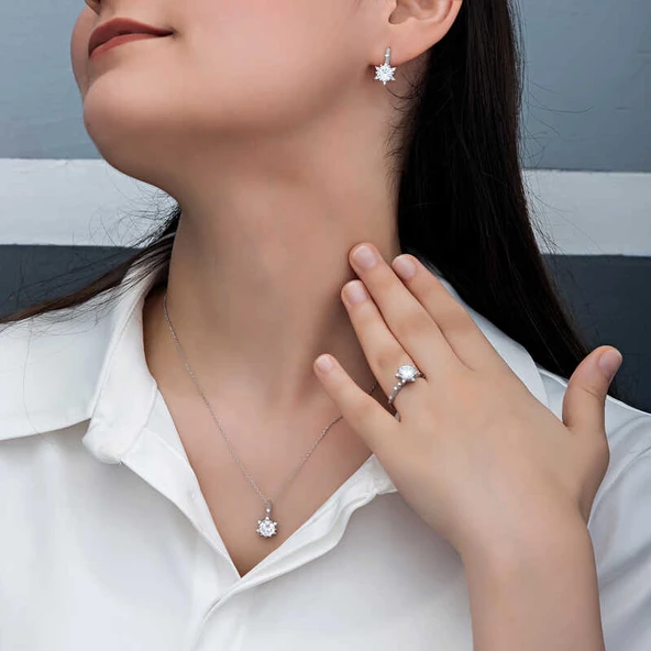 ​Gümüş Çiçek Desenli Kadın Set SL6158 - Resim 2