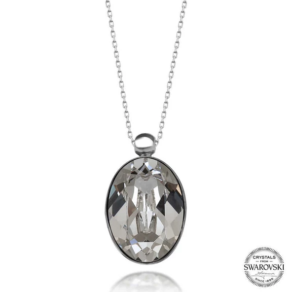Swarovski Crystal Taşlı Oval Gümüş Kadın Kolye SL7584