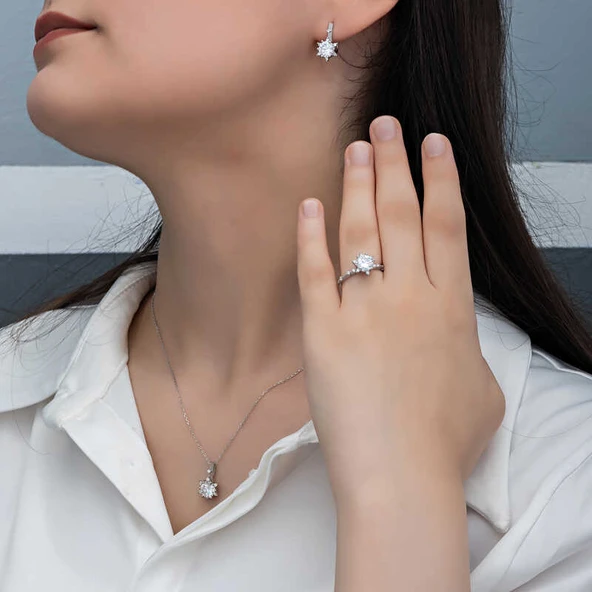 ​Gümüş Çiçek Desenli Kadın Set SL6158 - Resim 7