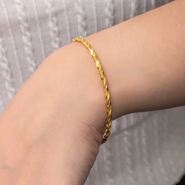 Gümüş Gold İkili Burgu Kadın Bilezik  SL8020 - 5