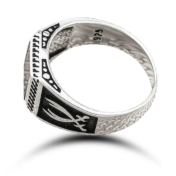 Gümüş Oniks Taşlı Erkek Yüzük SL6572 - Resim 4