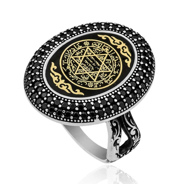 Gümüş Süleyman Mührü Bayan Yüzük SL6854 - Resim 4