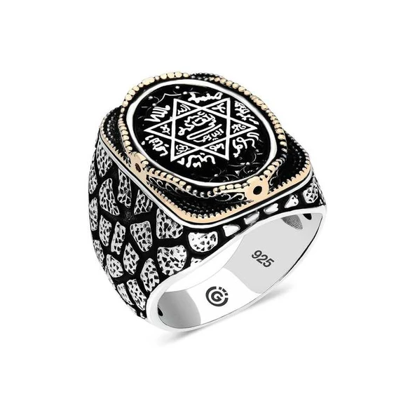 Gümüş Süleyman Mührü Oval Erkek Yüzük  SL4731 - Resim 2