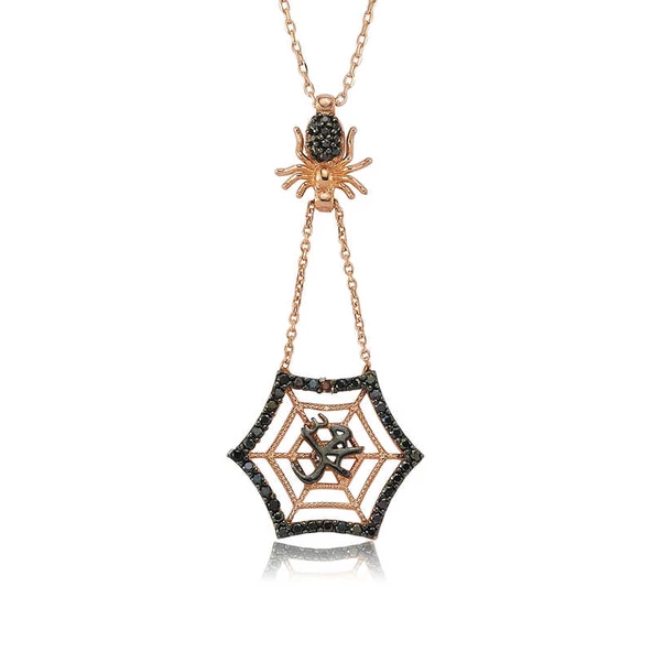 Gümüş Muhammed Yazılı Örümcek Ağı Bayan Kolye SL1735 ürün görseli