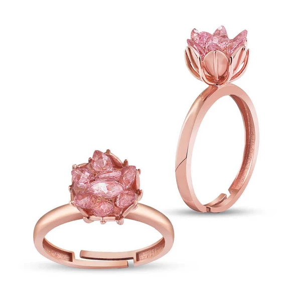Gümüş Rose Pembe Lotus Çiçeği Yüzük  SL3549 ürün görseli