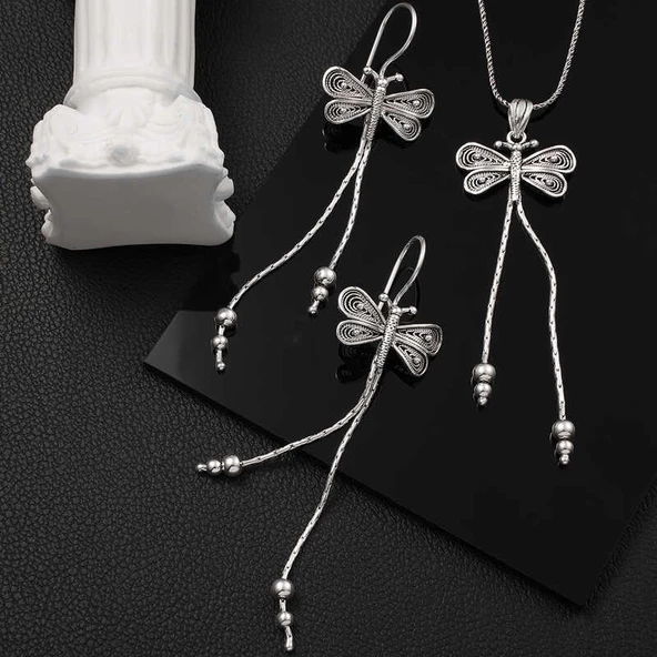 Gümüş Telkari Yusufçuk Kadın Set SL6045 - 1
