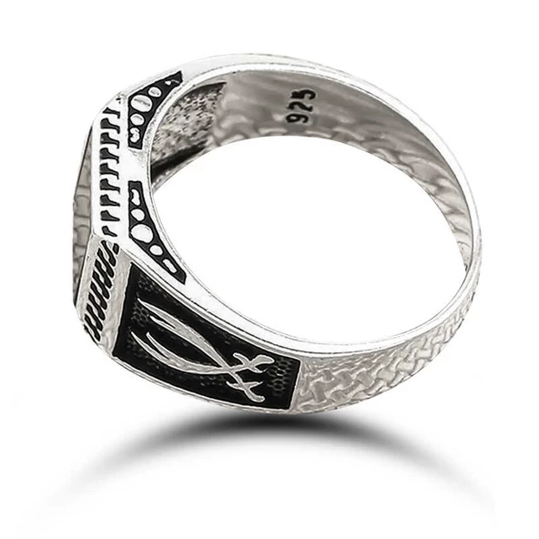 Gümüş Oniks Taşlı Erkek Yüzük SL6572 - Resim 2