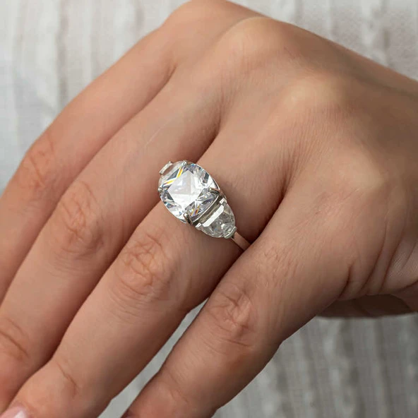 Gümüş Beyaz Zirkon Taşlı Kadın Yüzük T8911 SL8251 - Resim 12