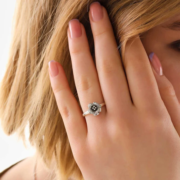 Gümüş Gül Kadın Yüzük SL6031 - Resim 4