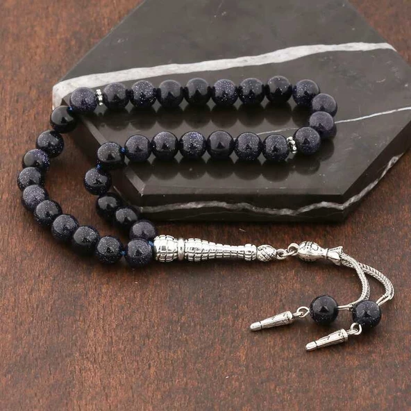 ​Doğaltaş Metal Püsküllü Lacivert Yıldız Taşı Tesbih SL4030 - Resim 2