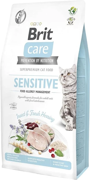 Brit Care Sensitive Food Allergy Management, Alerjileri Olan Yetişkin Kediler İçin, Tahılsız, Hipoalerjenik, Larva Ve Taze Ringa Balıklı Kuru Mama, 7 kg