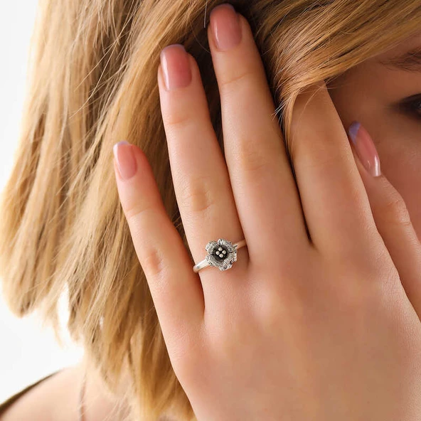 Gümüş Gül Kadın Yüzük SL6031 - Resim 2