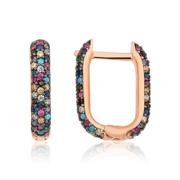 Gümüş Çift Taraflı Mix Taşlı J Bayan Küpe SL7233 ürün görseli