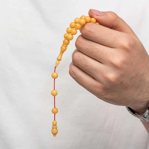 Yuvarlak Sıkma Kehribar Tesbih  SL9401 - Resim 2