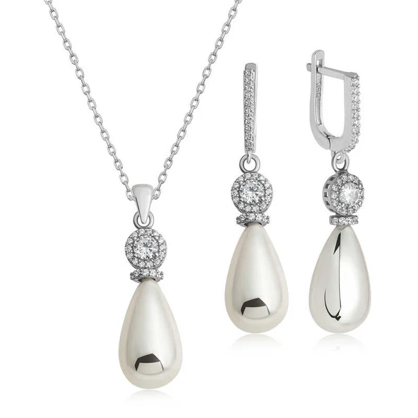 Gümüş Damla İnci Kadın Set SL6925 - Resim 4