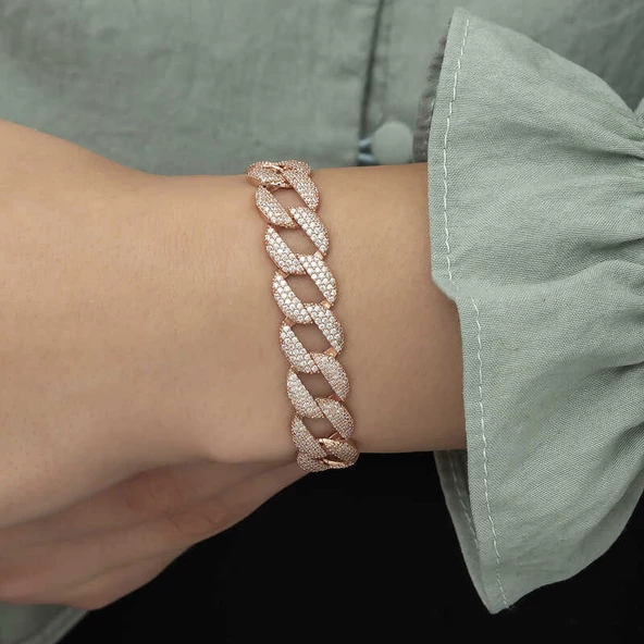 Gümüş Rose Taşlı Gurmet Bayan Bileklik SL4183 - Resim 9