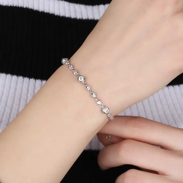Gümüş Zirkon Taşlı Bayan Bileklik SL4263 - 2