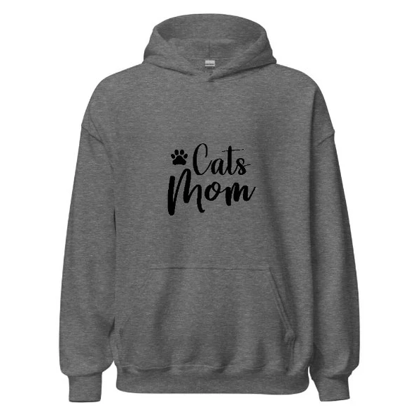 Cats Mom - Kedi Annesi Hoodie Kapşonlu Sweatshirt - 5