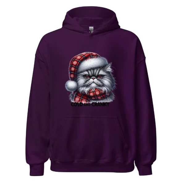 Cats Aold and Cranky - Kedi Hoodie Kapşonlu Sweatshirt - 8