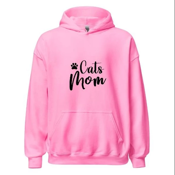 Cats Mom - Kedi Annesi Hoodie Kapşonlu Sweatshirt