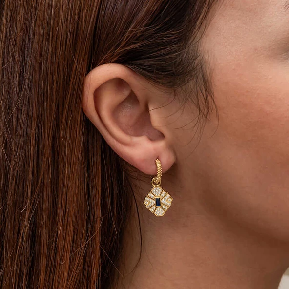 Gümüş Gold Zirkon Taşlı Kadın Küpe SL8967 - Resim 2