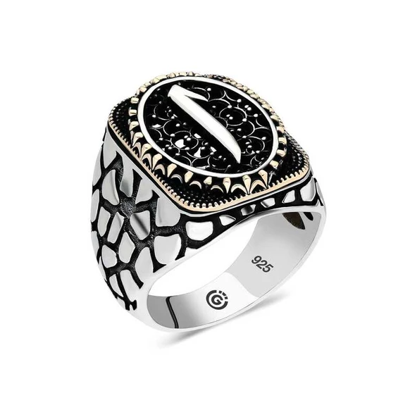 Gümüş Elif Oval Erkek Yüzük  SL4616 - Resim 2