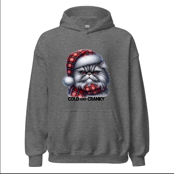 Cats Aold and Cranky - Kedi Hoodie Kapşonlu Sweatshirt - 11