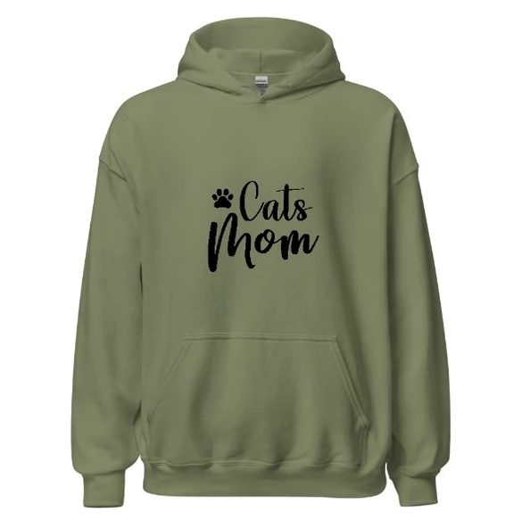 Cats Mom - Kedi Annesi Hoodie Kapşonlu Sweatshirt - 6