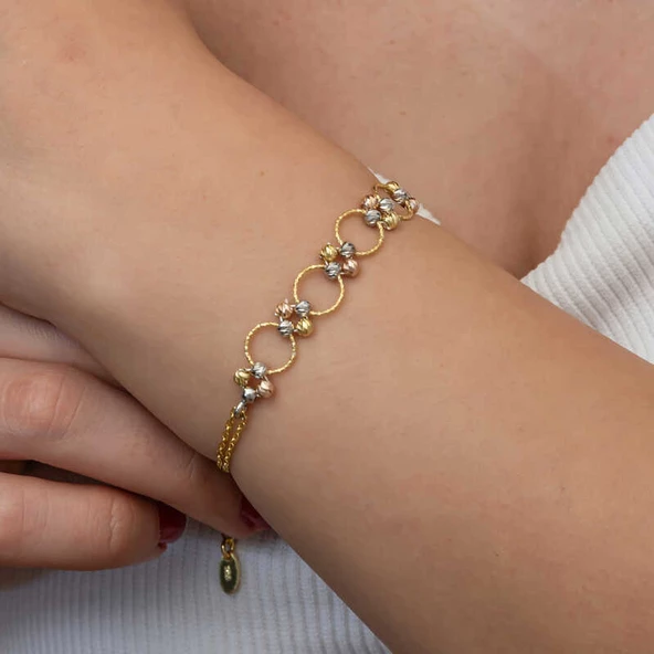 Gümüş Renkli Halka Dorika Kadın Bileklik SL9013 - Resim 4