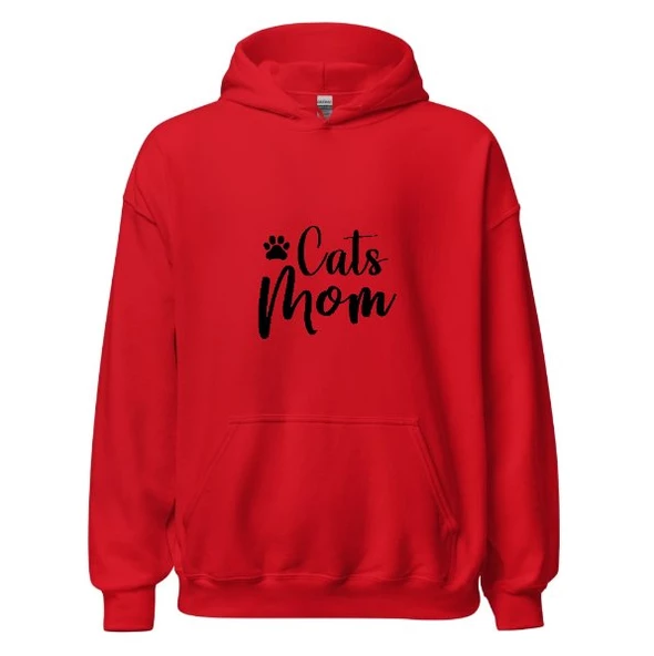 Cats Mom - Kedi Annesi Hoodie Kapşonlu Sweatshirt - 4