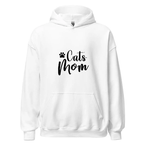 Cats Mom - Kedi Annesi Hoodie Kapşonlu Sweatshirt - 2