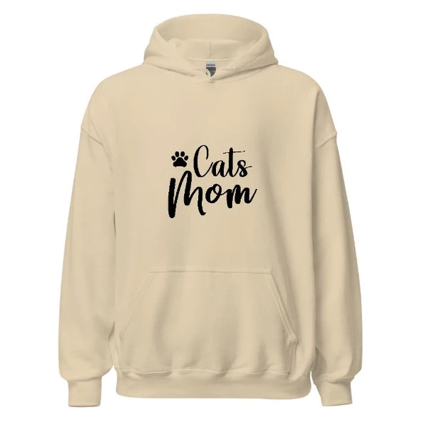 Cats Mom - Kedi Annesi Hoodie Kapşonlu Sweatshirt - 8