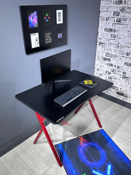 hey modüler mobilya Heygaming2 Profesyonel Oyuncu Masası Siyah Kırmızı 110 Cm - 3