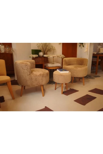 BEYLERBEYİ Çay Seti Ikili Koltuk Berjer Ve Puf Takımı (salon, Balkon, Ofis) 3 Lü Takım - 2