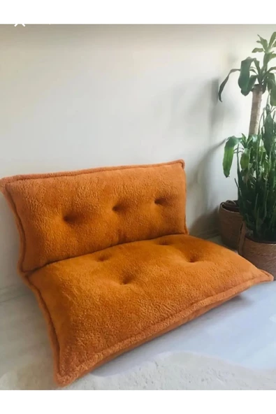 BEYLERBEYİ Yumuşak Tedy Kumaş Petek Kalorifer Önü Palet Minderi Ikili Takım Krem - Resim 2