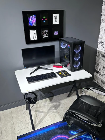 hey modüler mobilya Heygaming2 Profesyonel Oyuncu Masası Beyaz Siyah 110 Cm - 2