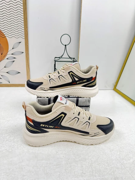 Günlük Erkek Sneaker Fileli Bağcıklı Tırtık Kalın Taban Bilek Destek Dikiş Hafif Spor Ayakkabı 4281 - 7