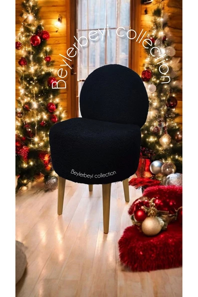 BEYLERBEYİ Makyaj pufu, sırtlı puf, siyah peluş. Bench,puf, yüksek ayaklı puf