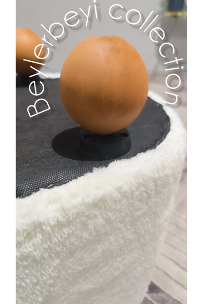 BEYLERBEYİ Krem peluş kumaş puf ,Ev içi oturma pufu , dekoratif puf, kapı kenarı puf , - 3