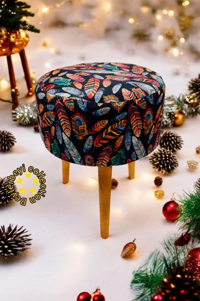 BEYLERBEYİ Coco Puf, düz kumaş,3 Ayak,oturma Odası, Makyaj Masası Pufu - Resim 2