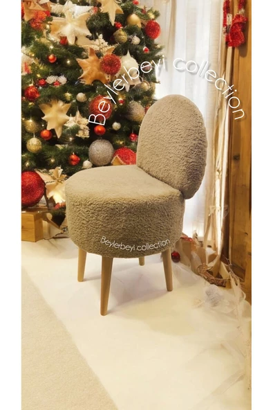 BEYLERBEYİ Makyaj pufu, sırtlı puf, kahverengi peluş. Bench,puf, yüksek ayaklı puf
