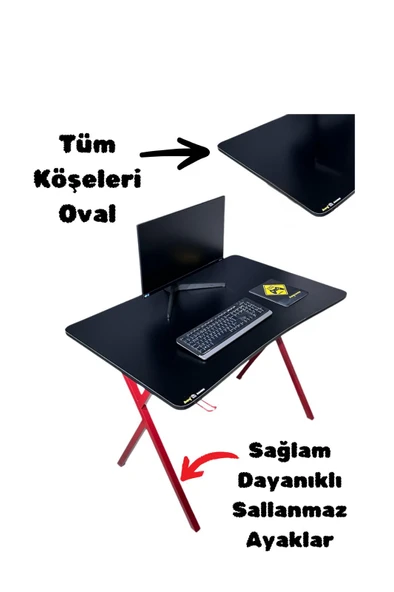 hey modüler mobilya Heygaming2 Profesyonel Oyuncu Masası Siyah Kırmızı 110 Cm - 4