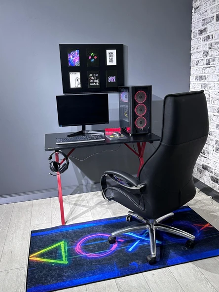 hey modüler mobilya Heygaming2 Profesyonel Oyuncu Masası Siyah Kırmızı 110 Cm