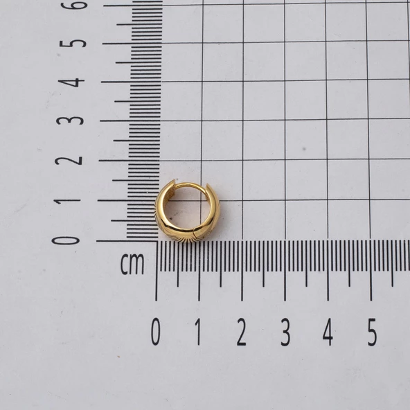 1,5 cm. Çaplı Kalın Altın Halka Küpe 14 Ayar - Resim 4