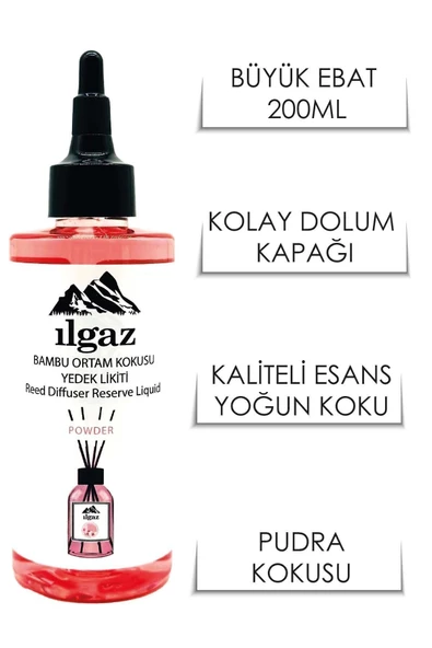 Pudra Oda Kokusu Yedek Likit Şişe 200 Ml | Kalıcı Ferahlatıcı Koku