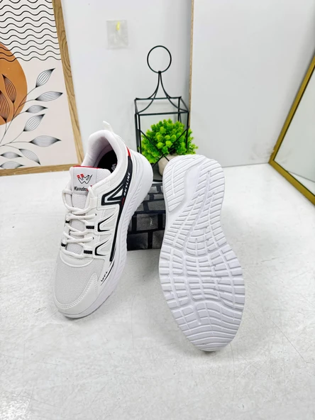 Günlük Erkek Sneaker Fileli Bağcıklı Tırtık Kalın Taban Bilek Destek Dikiş Hafif Spor Ayakkabı 4281 - 5