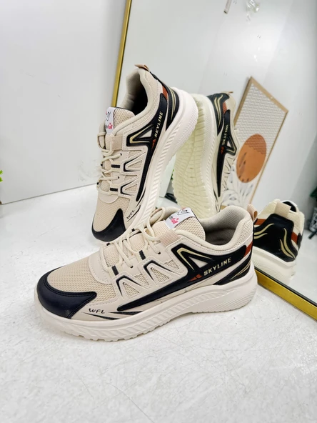 Günlük Erkek Sneaker Fileli Bağcıklı Tırtık Kalın Taban Bilek Destek Dikiş Hafif Spor Ayakkabı 4281 - 9