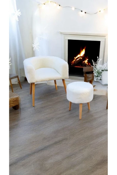 BEYLERBEYİ Çay Seti, Kırık beyaz, Tekli Koltuk Berjer Ve Puf Takımı (SALON, BALKON, OFİS) 2li Takım - 3