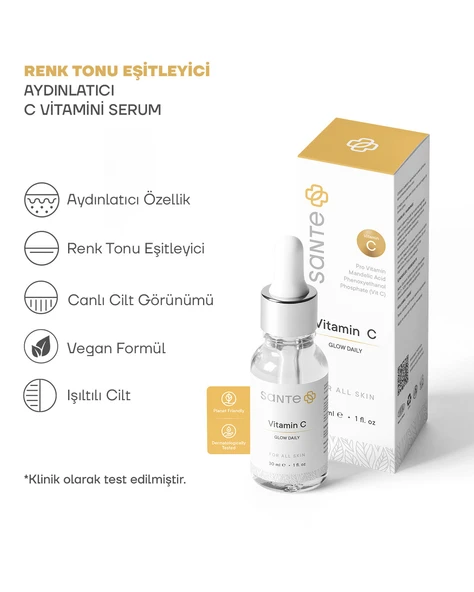 Sante Plus Aydınlatıcı ve Cilt Tonu Eşitleyici C Vitamini Cilt Bakım Serumu 30 ML - 2